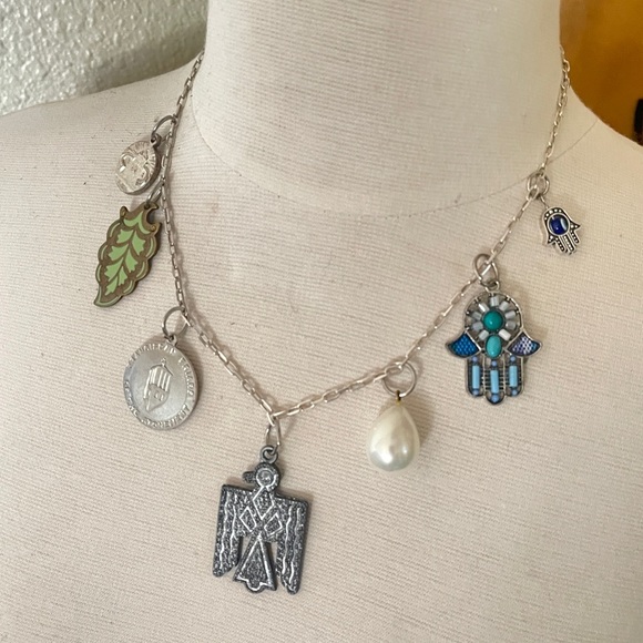 New Sterling Silver Chain Handmade With Vintage Charms Pendants From 1970s-1990s - Picture 4 of 17